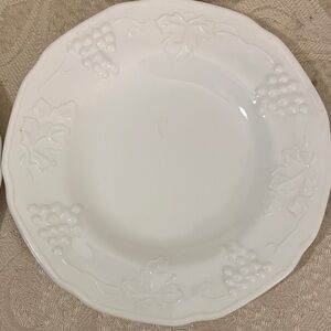 Classic “Grape Harvest”White Milk Glass Embossed Dessert Plates